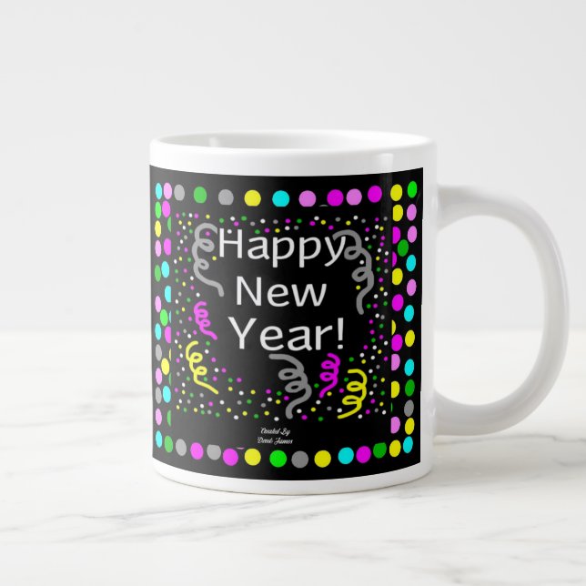 Caneca De Café Grande Feliz ano novo Saudações Jumbo Mug (Direita)