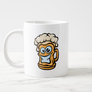 Caneca De Café Grande Feliz Cama De Cerveja, Ilustração Engraçada