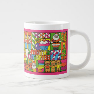Caneca De Café Grande Feliz Colagem de Natal