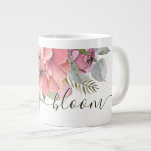 Caneca De Café Grande Feliz cor-de-rosa "Bloom"