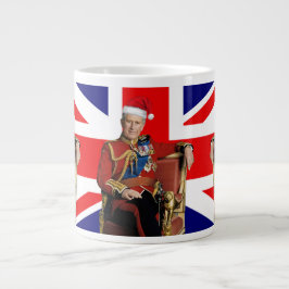Caneca De Café Grande Feliz de Natal britânico Rei Charles III