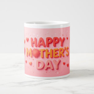 Caneca De Café Grande Feliz Dia das Mães com Corações