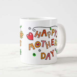 Caneca De Café Grande Feliz dia das mães simples e do divertimento