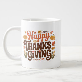 Caneca De Café Grande Feliz Dia de Ação de Graças