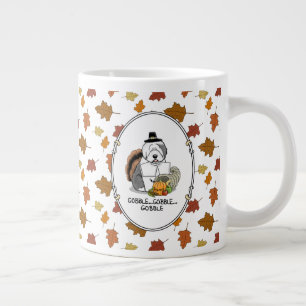 Caneca De Café Grande Feliz Dia de Ação de Graças Velho Inglês Cinza de