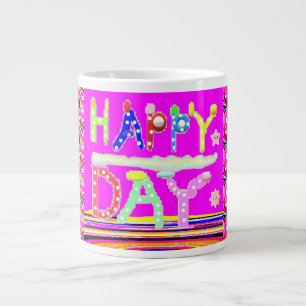 Caneca De Café Grande Feliz dia de arte design açúcar doce cores britâni