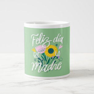 Caneca De Café Grande Feliz Día de la Madre Celebração Floral do Amor