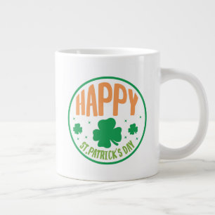 Caneca De Café Grande Feliz Dia de São Patrício Círculo Design