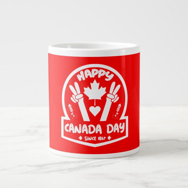 Caneca De Café Grande Feliz Dia do Canadá 1 de julho (Frente)