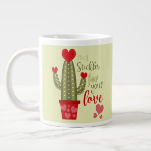 Caneca De Café Grande Feliz Dia dos Namorados Café Mug Cactus Hearts 20