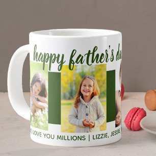 Caneca De Café Grande Feliz Dia dos Pais Vô 4 Fotos Verde