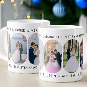 Caneca De Café Grande Feliz e Casado 6 Foto em Forma de Losango Arredond