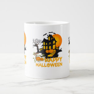 Caneca De Café Grande Feliz Halloween Abóbora Assustadora Casa Assombrad