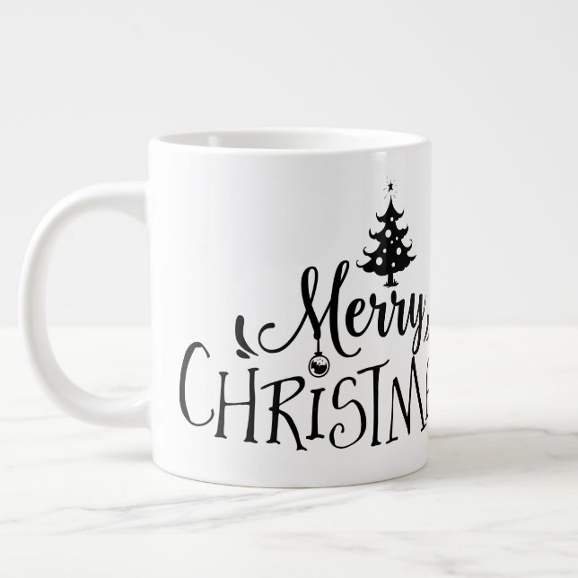 Caneca De Café Grande Feliz Natal com Árvore/Cotação de Natal /Mug (Esquerda)