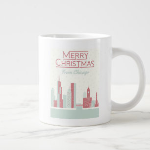 Caneca De Café Grande Feliz Natal de Chicago