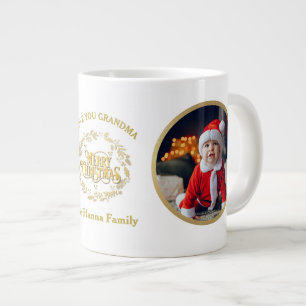 Caneca De Café Grande Feliz Natal e Amo Você Vovó Duas Fotos