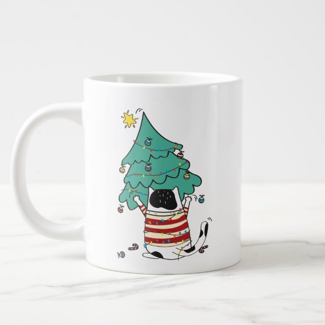 Caneca De Café Grande Feliz Natal Engraçado Pão de Gato (Esquerda)