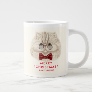 Caneca De Café Grande Feliz Natal Gato Jumbo Mug