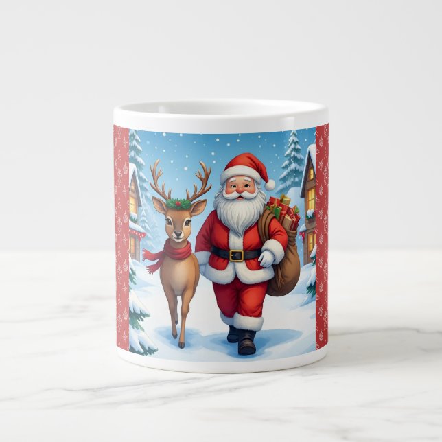 Caneca De Café Grande Feliz Natal, Maravilha de Natal Snowy (Frente)