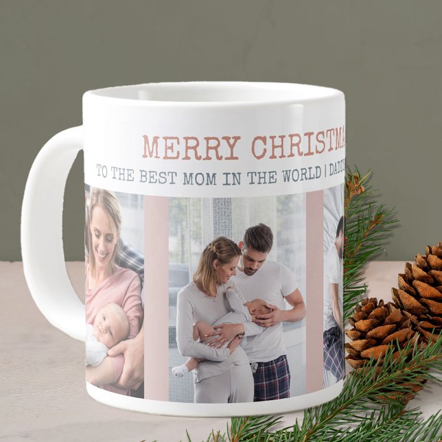 Caneca De Café Grande Feliz Natal Melhor Mãe no Mundo 4 Foto (Criador carregado)