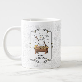 Caneca De Café Grande Feliz Natal Natividade Bebê Jesus Snowman