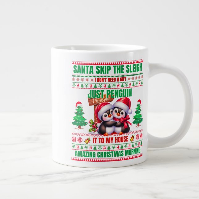 Caneca De Café Grande Feliz Natal Para Pinguins Presentes (Direita)