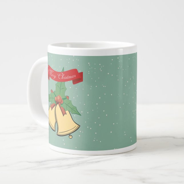 Caneca De Café Grande Feliz Natal - Sinos De Natal (Frente Esquerda)