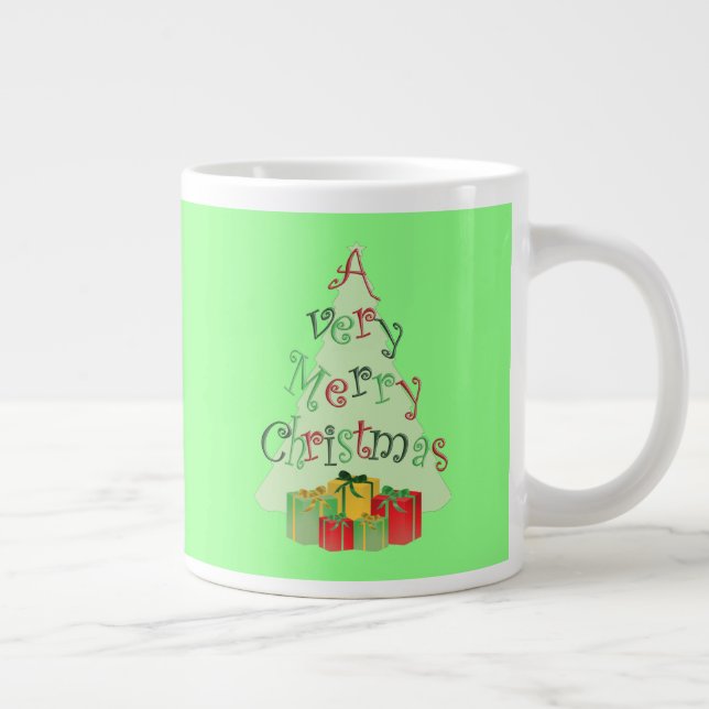 Caneca De Café Grande Feliz Natal Tree Holiday Mug (Direita)