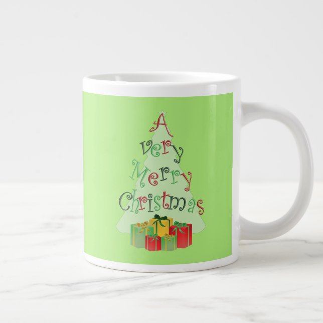 Caneca De Café Grande Feliz Natal Tree Holiday Mug (Direita)