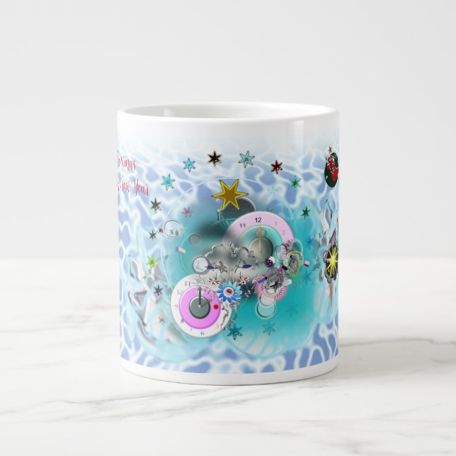 Caneca De Café Grande Feliz Natal Vento Papai Noel (Frente)