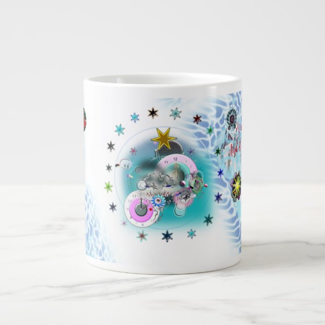 Caneca De Café Grande Feliz Natal Vento Papai Noel (Frente)