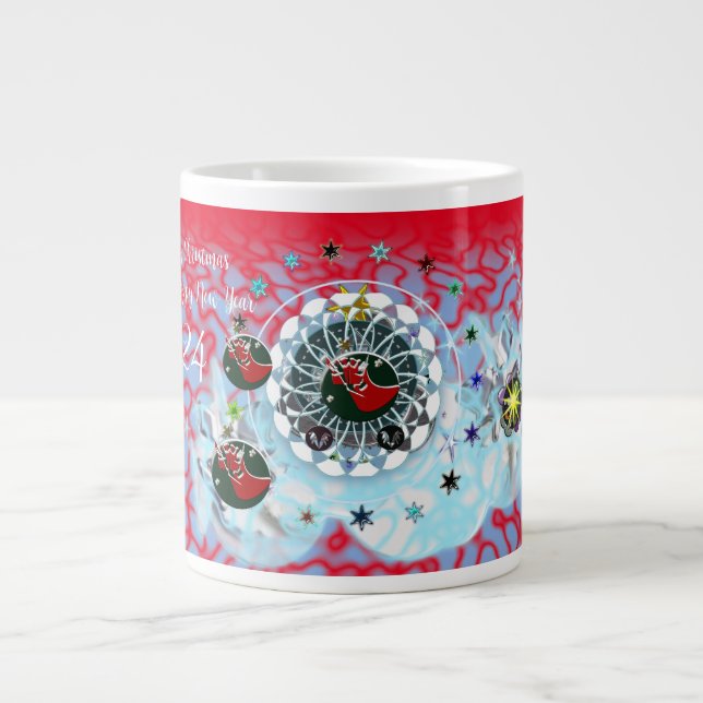 Caneca De Café Grande Feliz Natal Vento Papai Noel (Frente)