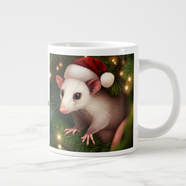 Caneca De Café Grande Feliz Natal Ya'll com Possum (Direita)