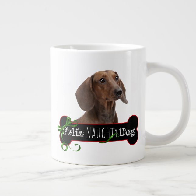Caneca De Café Grande Feliz Naughty Dachshund (Direita)