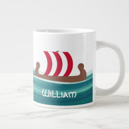 Caneca De Café Grande Feliz Navio Viking