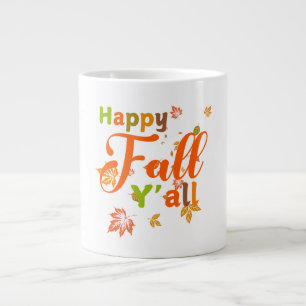 Caneca De Café Grande Feliz outono Colorido Vocês todos com Folhas de ou