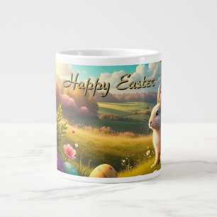 Caneca De Café Grande Feliz Páscoa em uma Paisagem de Primavera