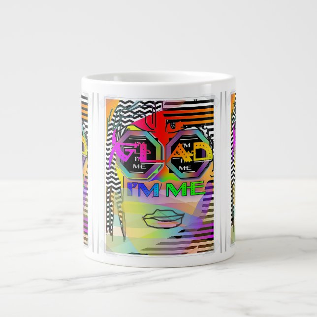 Caneca De Café Grande Feliz por Ser Eu Mesmo (Frente)