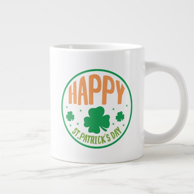 Caneca De Café Grande Feliz Rua do Círculo do Dia de Patrick Design-6350 (Direita)