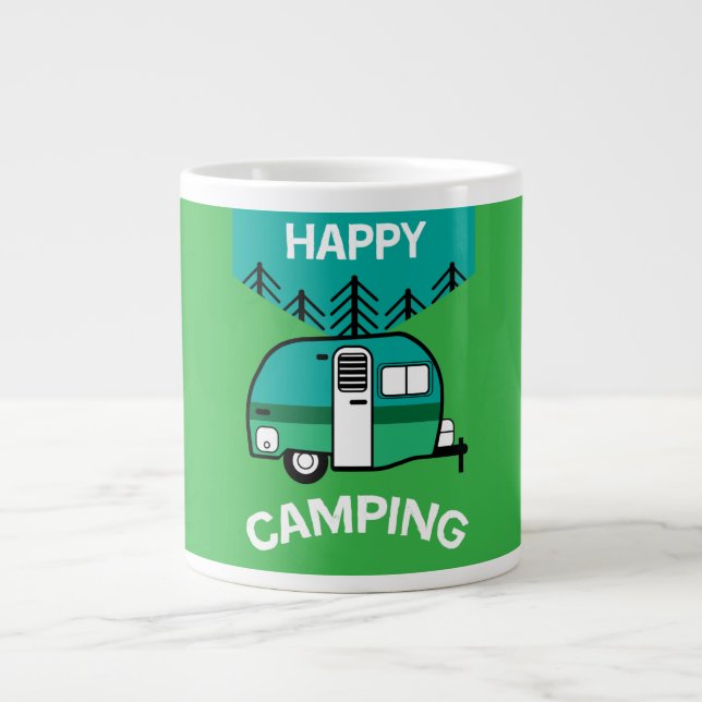Caneca De Café Grande Felizes Campos | Caravana | Travesseiro decorativo (Frente)
