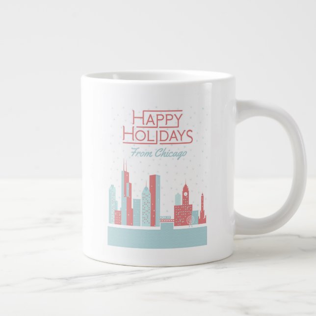 Caneca De Café Grande Felizes Feriados de Chicago (Direita)