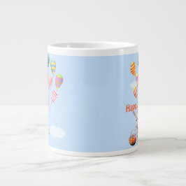 Caneca De Café Grande Felz pascoa Bunny e Balões