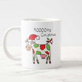 Caneca De Café Grande Feriado de Natal do Cartoon Engraçado de Vaca