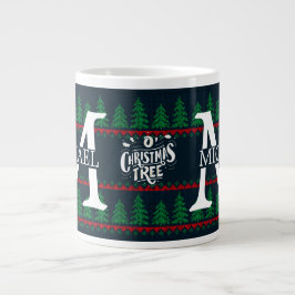 Caneca De Café Grande Feriado de Natal do Simples Elegante Moderno Monog