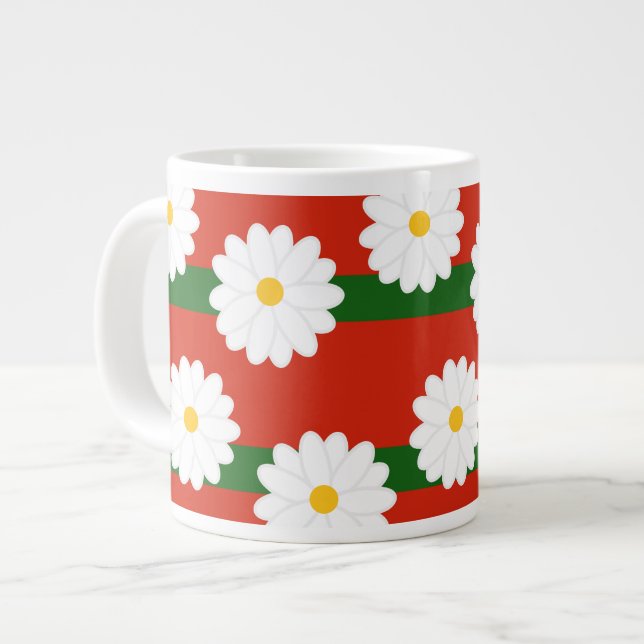 Caneca De Café Grande Férias de Natal Feliz, Vermelho-margarida (Frente Esquerda)