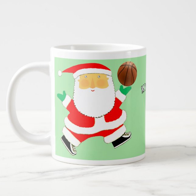 Caneca De Café Grande Férias de Natal personalizadas para basquetebol (Esquerda)