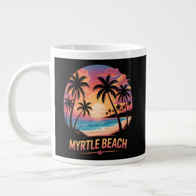 Caneca De Café Grande Férias em Myrtle Beach Surfer  (Esquerda)