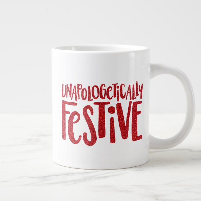 Caneca De Café Grande Férias festivas e engraçadas com relva vermelha (Direita)