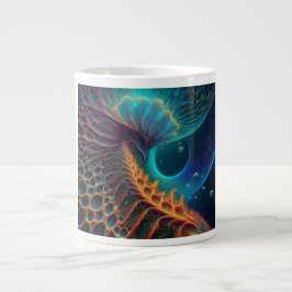 Caneca De Café Grande Fern Dourado E Azul