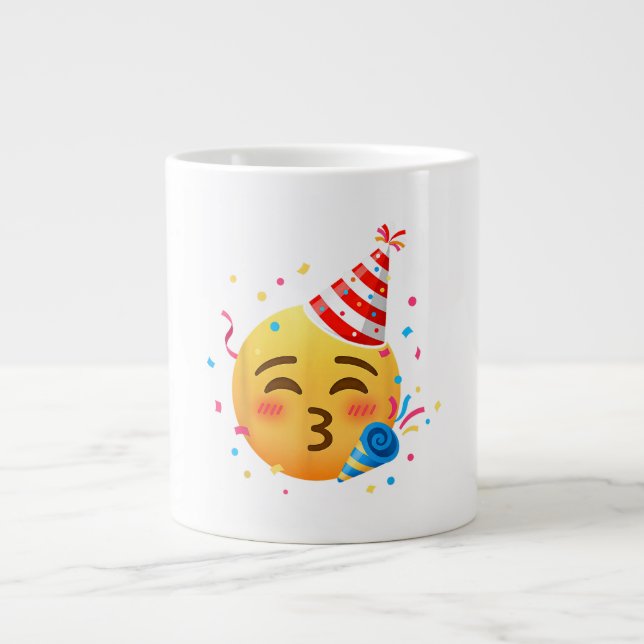 Caneca De Café Grande Festa de Emoticon Divertido (Frente)